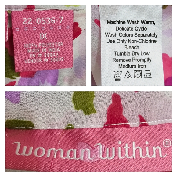 Women Within, Feminine Floral Fluttery Blouse, Easy Care, Size 1X - Picture 15 of 15